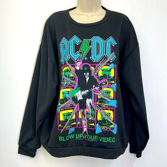 AC/DC - Blow Up Your Video AC/DC Colorful Graphic Long Sleeve Sweatshirt Size XL - Picture 1 of 8